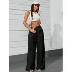 Calça Feminina Pantalona - Preta risca de giz 