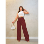 Calça Feminina, Pantalona, Social, Com Cinto/ Vinho