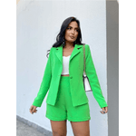 Conjunto Feminino Alfaiataria Verde, 2 Peças, Blazer e Short Verde