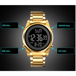 Relógio Masculino Contagem Regressiva Dupla Moda Masculina, Digital LED Dourado