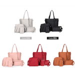 kit de 4 bolsas brown Leather Handbag Set para mulheres, alça superior, titular do cartão, borla, bolsa de ombro, carteira, grande capacidade, crossbody, senhoras