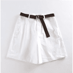 Shorts femininoso Branco com faixas de cintura alta, shorts casuais de linha A, shorts slim fit 