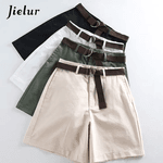 Shorts femininoso Branco com faixas de cintura alta, shorts casuais de linha A, shorts slim fit 