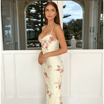 Vestido longo floral feminino
