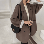 blazers de manga comprida Café