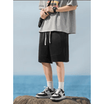  shorts de moletom nasculino Preto, bermuda esportivas com cordão 