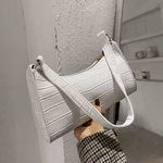  Bolsa Pequena Feminina De Couro PU Beige White