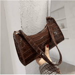  Bolsa Pequena Feminina De Couro PU Beige Deep Brown