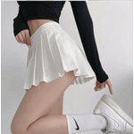 Saia Plissada de Cintura Alta Feminina Branco