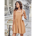  REF:4142 - Vestido casual feminino Castanho, saia evasê 