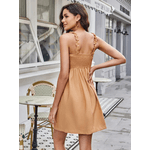  REF:4142 - Vestido casual feminino Castanho, saia evasê 