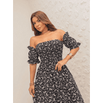 REF: H983 – Vestido longo feminino, estampa floral, decote canoa 