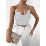 Cropped Feminino, Decotado, Despojado Branco 