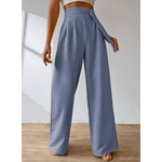 Calça Pantalona Cós Elástico, Elegante e Sofisticada, Modelagem Boca de Sino, Cintura Alta, Alfaiataria, cinza