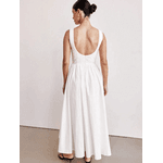 Vestido Longo Feminino, Vestido Sem Mangas, Decote Redondo, Cintura Alta, Branco