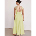 Vestido Longo Feminino, Vestido Sem Mangas, Decote Redondo, Cintura Alta, Amarelo