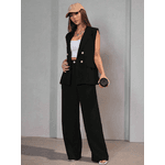 Colete Feminino, Conjunto Feminino, Colete Terno, Casual, Alfaiataria, Preto