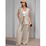 Colete Feminino, Conjunto Feminino, Colete Terno, Casual, Alfaiataria, Bege