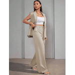 Colete Feminino, Conjunto Feminino, Colete Terno, Casual, Alfaiataria, Bege