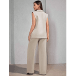 Colete Feminino, Conjunto Feminino, Colete Terno, Casual, Alfaiataria, Bege