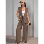 Colete Feminino, Conjunto Feminino, Colete Terno, Casual, Alfaiataria, Marrom