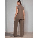 Colete Feminino, Conjunto Feminino, Colete Terno, Casual, Alfaiataria, Marrom
