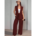 Colete Feminino, Conjunto Feminino, Colete Terno, Casual, Alfaiataria, Vinho