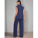 Colete Feminino, Conjunto Feminino, Colete Terno, Casual, Alfaiataria, Azul Marinho