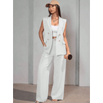 Colete Feminino, Conjunto Feminino, Colete Terno, Casual, Alfaiataria, Branco