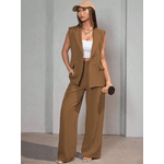 Colete Feminino, Conjunto Feminino, Colete Terno, Casual, Alfaiataria, Caqui