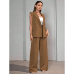 Colete Feminino, Conjunto Feminino, Colete Terno, Casual, Alfaiataria, Caqui