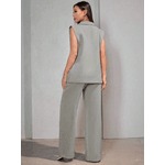 Colete Feminino, Conjunto Feminino, Colete Terno, Casual, Alfaiataria, Cinza Claro