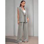 Colete Feminino, Conjunto Feminino, Colete Terno, Casual, Alfaiataria, Cinza Claro