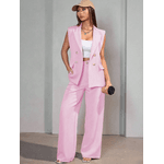 Colete Feminino, Conjunto Feminino, Colete Terno, Casual, Alfaiataria, Rosa Bebê