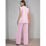 Colete Feminino, Conjunto Feminino, Colete Terno, Casual, Alfaiataria, Rosa Bebê