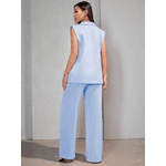 Colete Feminino, Conjunto Feminino, Colete Terno, Casual, Alfaiataria, Azul bebê