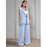 Colete Feminino, Conjunto Feminino, Colete Terno, Casual, Alfaiataria, Azul bebê