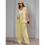 Colete Feminino, Conjunto Feminino, Colete Terno, Casual, Alfaiataria, Amarelo