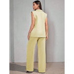 Colete Feminino, Conjunto Feminino, Colete Terno, Casual, Alfaiataria, Amarelo