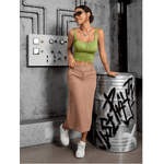 Saia Feminina Midi Bege
