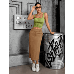 Saia Feminina Midi Marrom