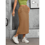 Saia Feminina Midi Marrom