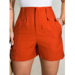 ADD MODA FEMININA EIRELI- 5222 Short Feminino Vermelho, Cintura Alta, Moderno, Elegante, Casual, Social, Coleção Nova De Primavera
