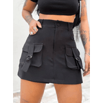 Short Saia Feminina Preto /Modelo Cargo 