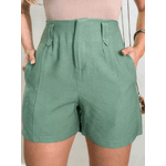 ADD MODA FEMININA EIRELI- 5222 Short Feminino Verde, Cintura Alta, Moderno, Elegante, Casual, Social, Coleção Nova De Primavera