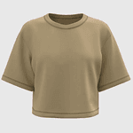 Cropped Feminino Oversized 100% Algodão 30.1 Bege