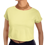 Cropped Feminino 100% Algodão 30.1 Amarelo Claro