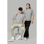 Camiseta Oversized 100% Algodão 30.1 Cinza