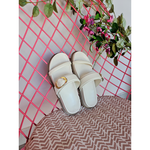 Papete Lisboa Rasteira Fivela OffWhite