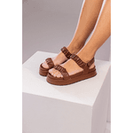 Flatform Bali Plataforma Enrugado Ajustável Caramelo